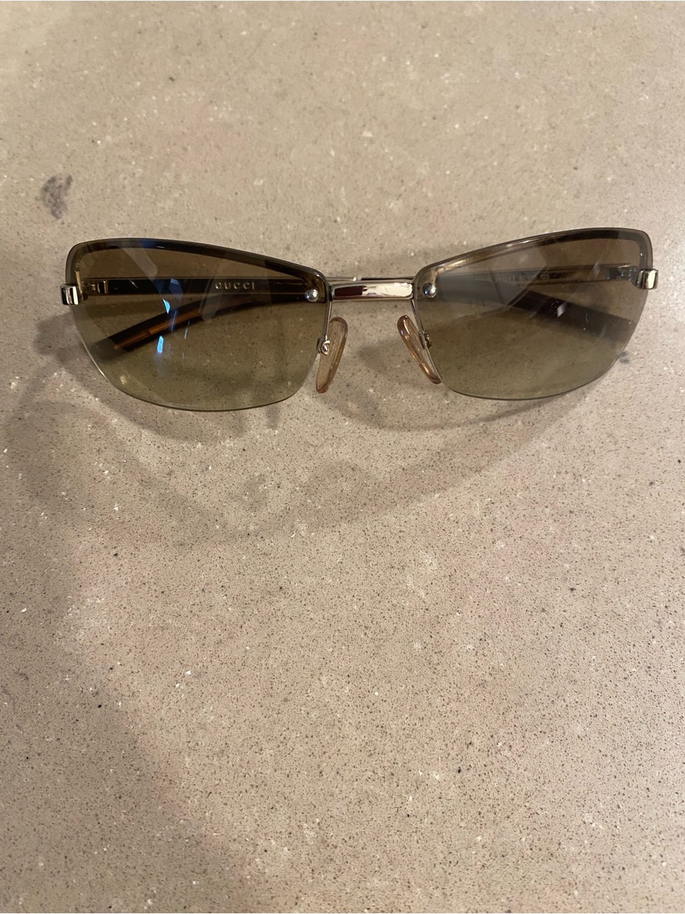 Vintage Gucci Brown Rimless Cat-Eye Sunglasses